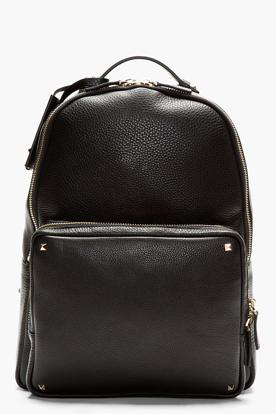 Valentino Black Pebbled Leather Backpack in Black for Men | Lyst