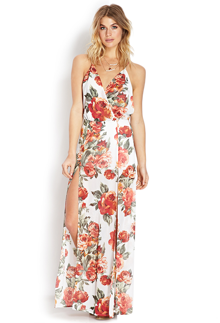 Forever 21 Enchanted Floral Maxi Dress in Red (Creamred)