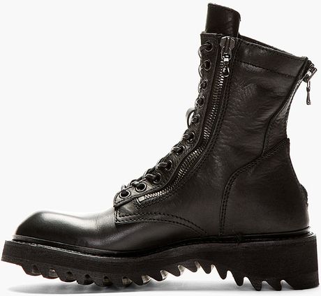 Black Leather Combat Boots