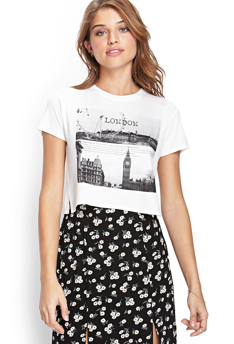 Forever 21 London Graphic Tee in White (Creamblack)
