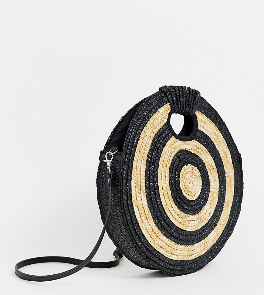 Round Straw Crossbody Bag Black Iucn Water