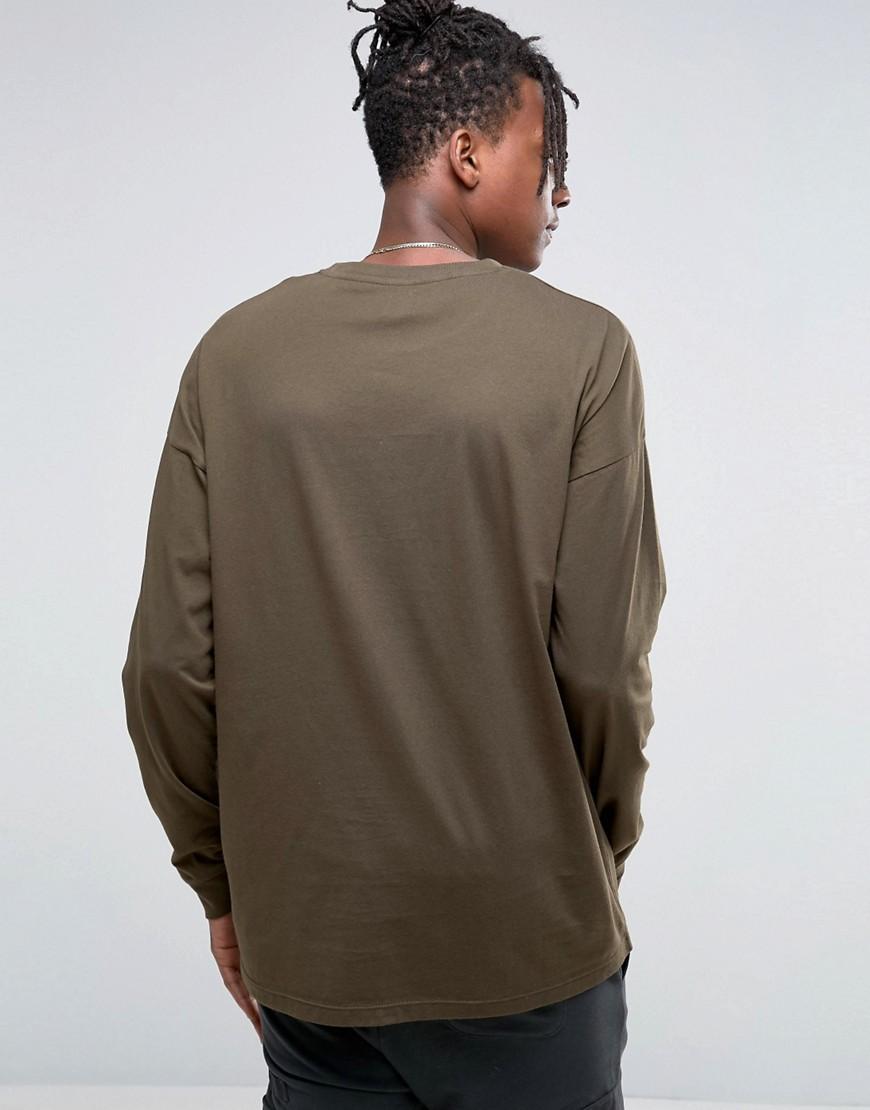 Asos Oversized Long Sleeve T Shirt In Green For Men Lyst