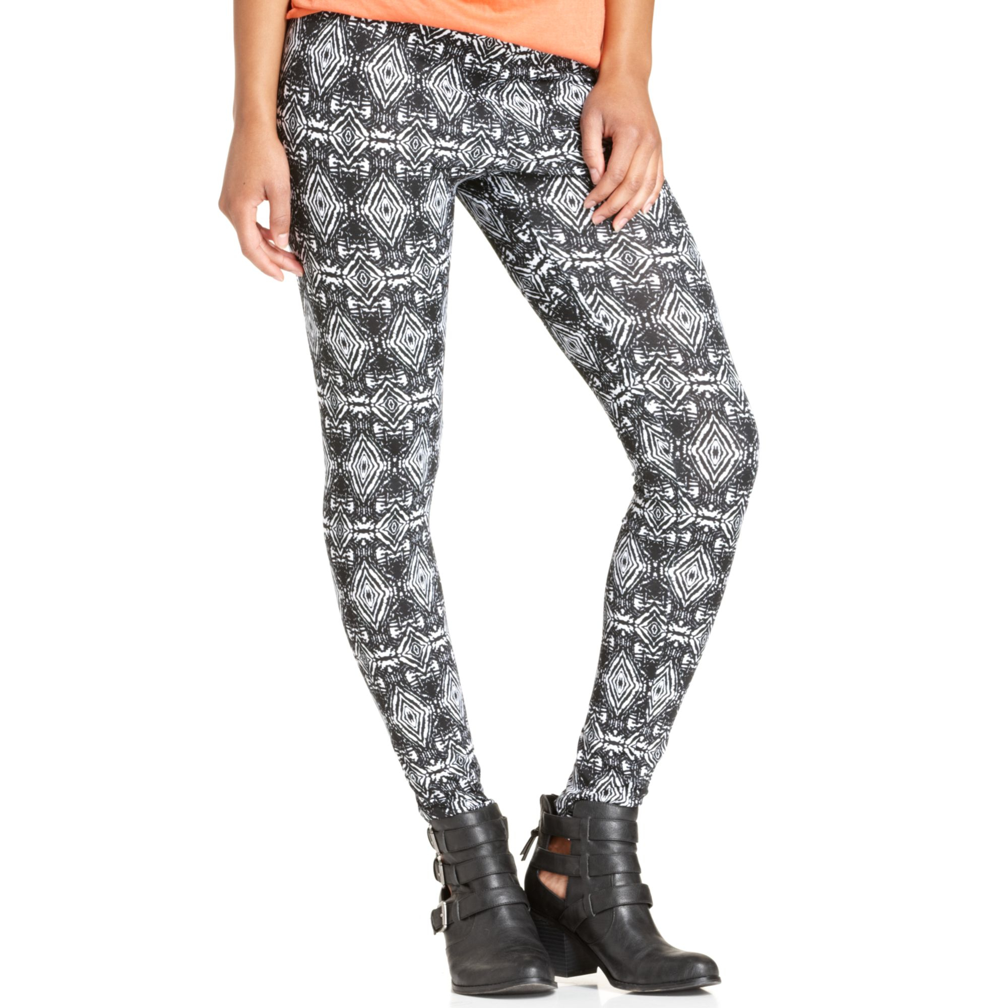 Material Girl Juniors Printed Leggings in Black (Aztec AOP) Lyst