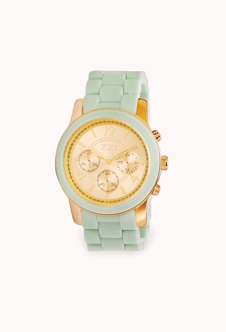 Forever 21 Colored Chronograph Watch in Green (Mintgold)