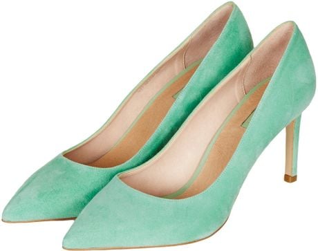 Topshop Golden Mid Heel Court Shoes in Green (MINT) | Lyst