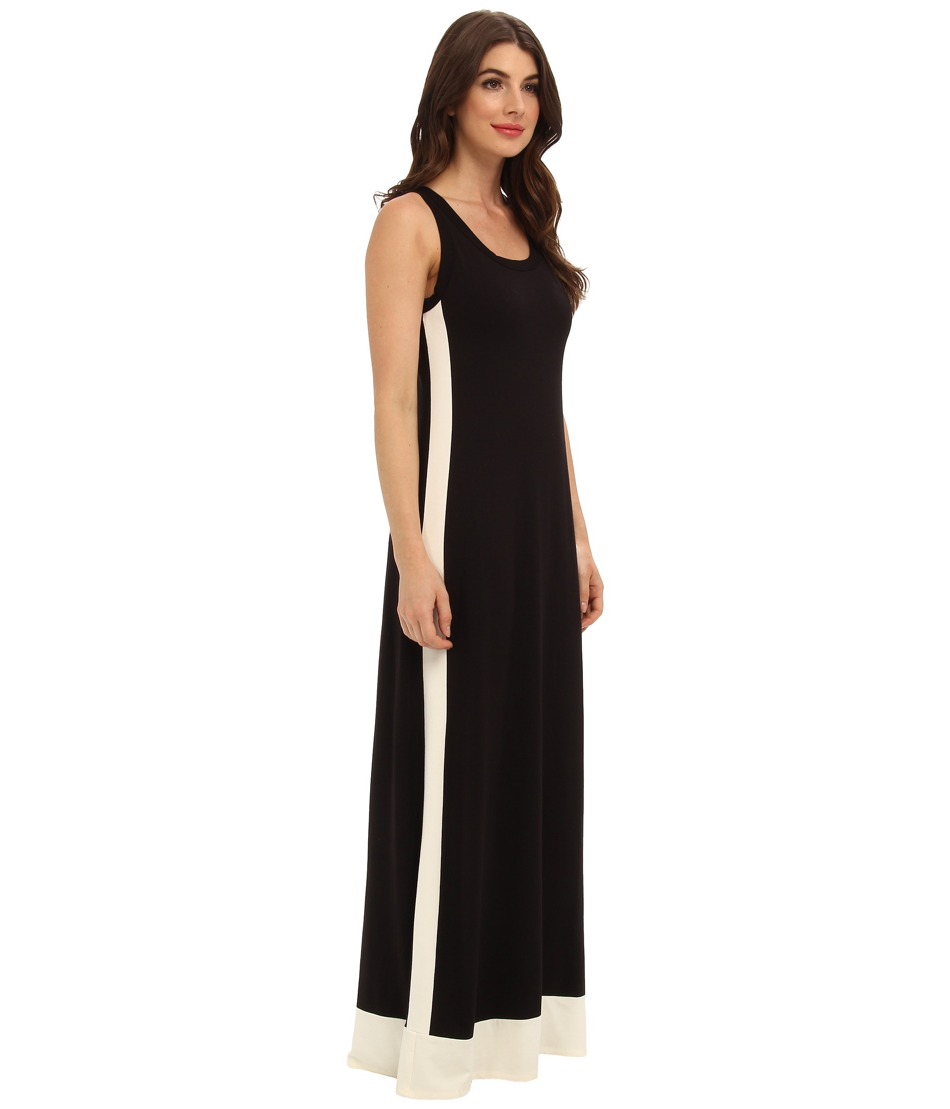 Karen Kane Contrast Border Maxi Dress in Black (BlackCream)