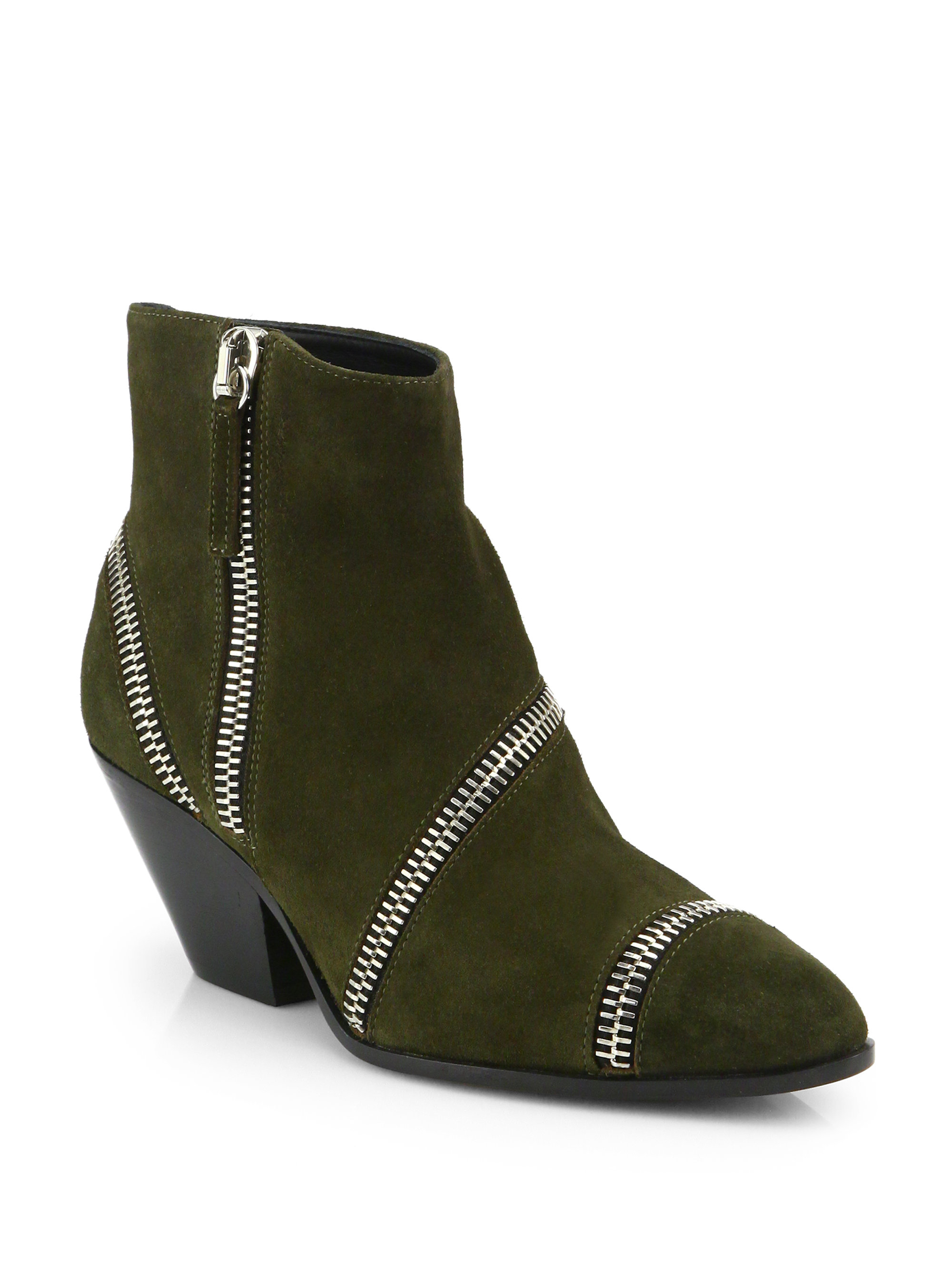 Giuseppe Zanotti Suede Zipper Ankle Boots in Green Lyst