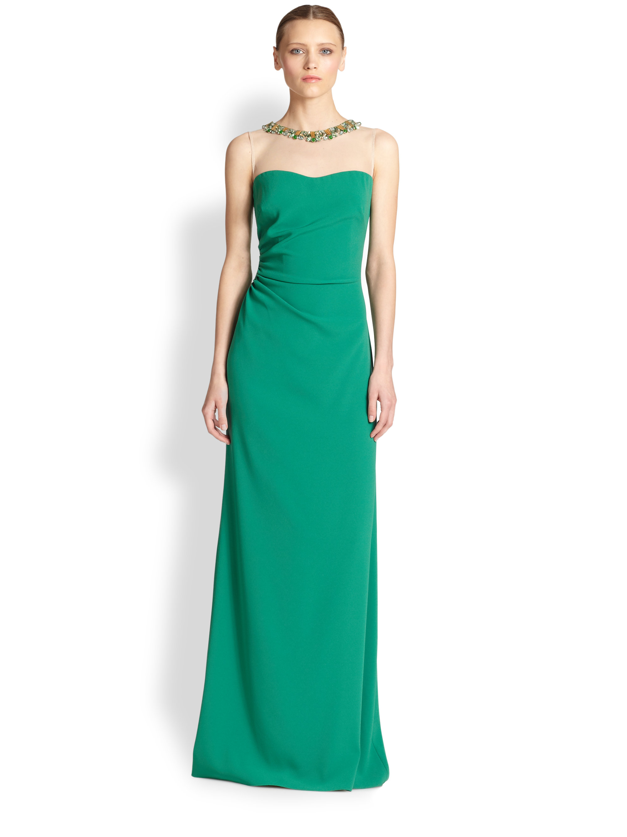 green embellished gown