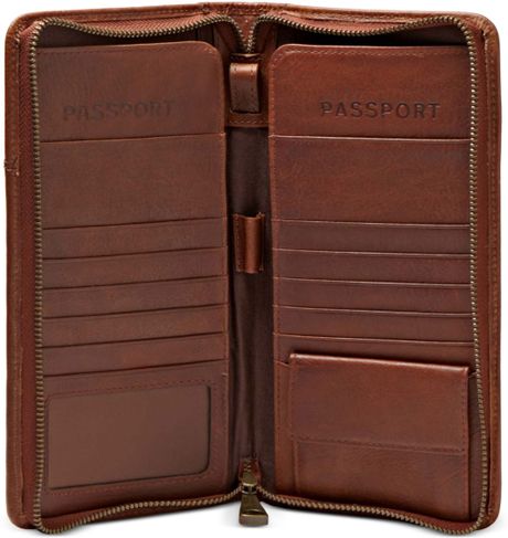 passport fossil case leather lyst multi estate brown cases cognac mens