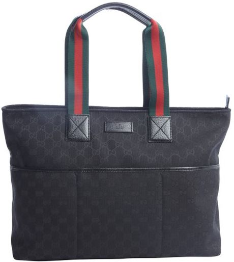 Gucci Black Gg Canvas Web Stripe Diaper Bag in Black | Lyst