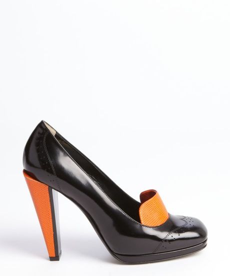 orange wingtip shoes