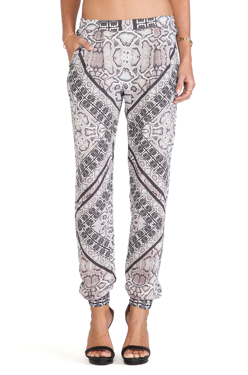 snake print jogger pants