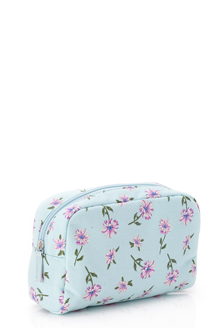 Forever 21 Floral Print Cosmetic Bag in Blue (MINTPINK)