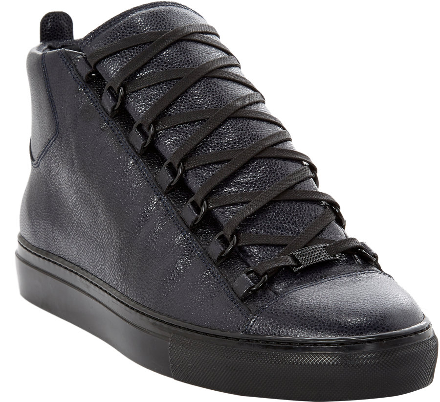 Balenciaga Arena Leather High Top Sneakers in Blue for Men (navy) | Lyst