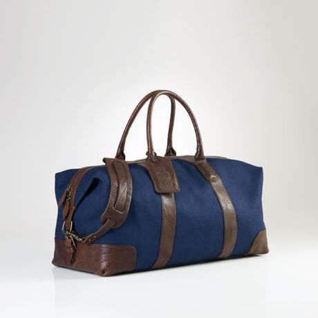 Polo Ralph Lauren Canvas Leather Weekend Bag in Blue for Men Polo Ralph Lauren Canvas Leather Weekend Bag in Blue for Men