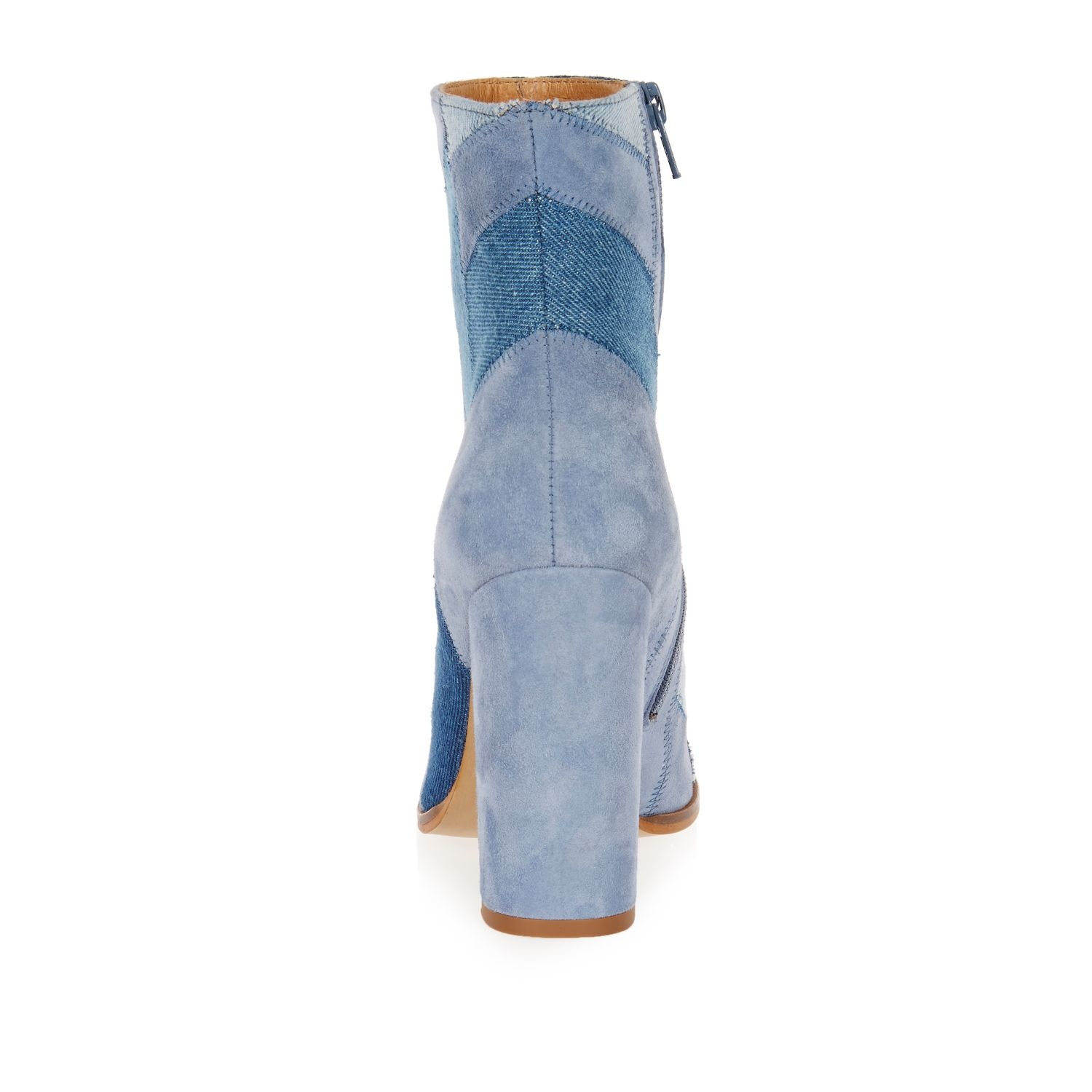 Lyst River Island Blue Denim Patchwork Heeled Ankle Boots In Blue