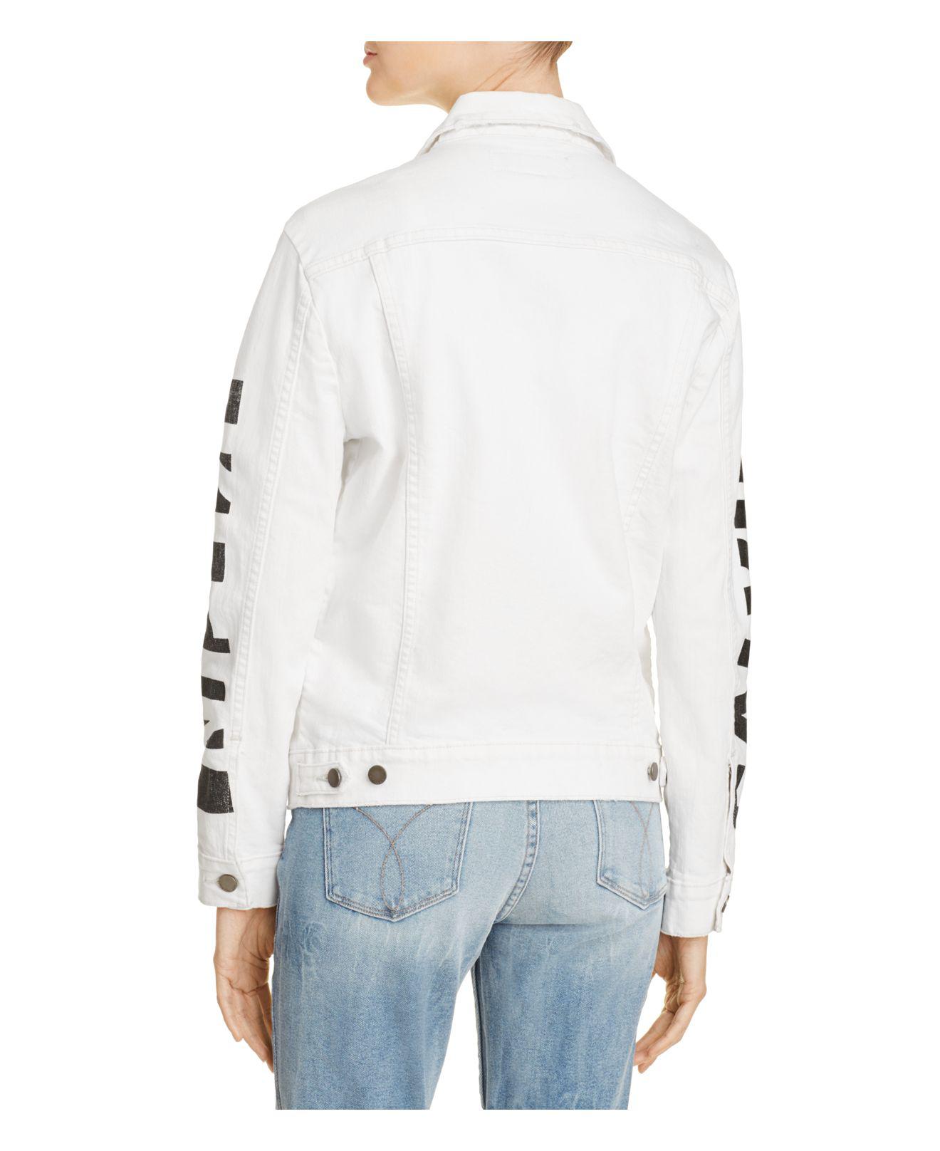 Calvin Klein Jeans Denim Logo Trucker Jacket In White Lyst