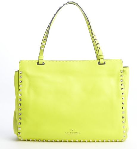 Valentino Yellow Leather Studded Detail Shoulder Bag in Yellow | Lyst