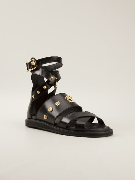 Versace Gladiator Sandal in Black for Men | Lyst
