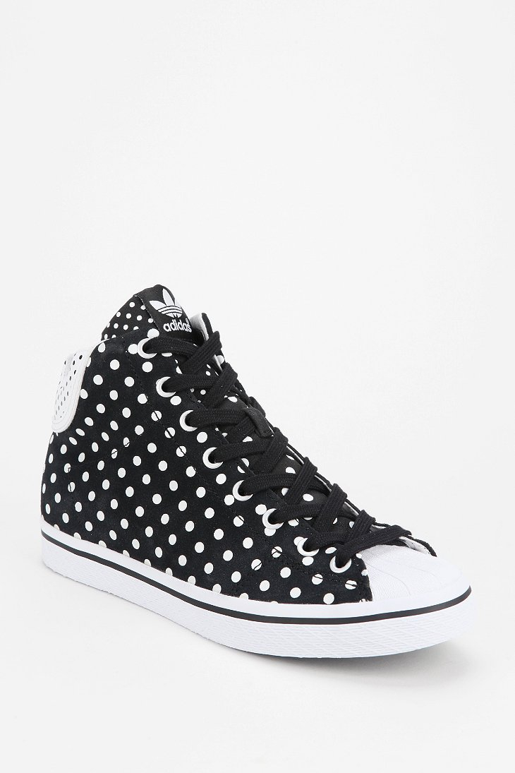 Adidas Polka Dot Hightop Sneaker in Black | Lyst