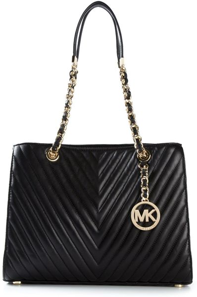 Michael Michael Kors 'Susannah' Quilted Shoulder Bag in Black