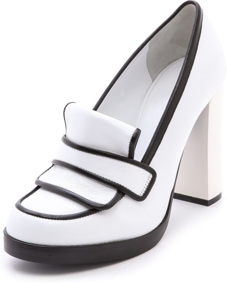 Jil Sander High Heeled Loafers In Black Whiteblack Lyst 7744