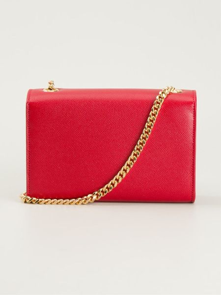 Saint Laurent 'Monogram' Cross Body Bag in Red | Lyst