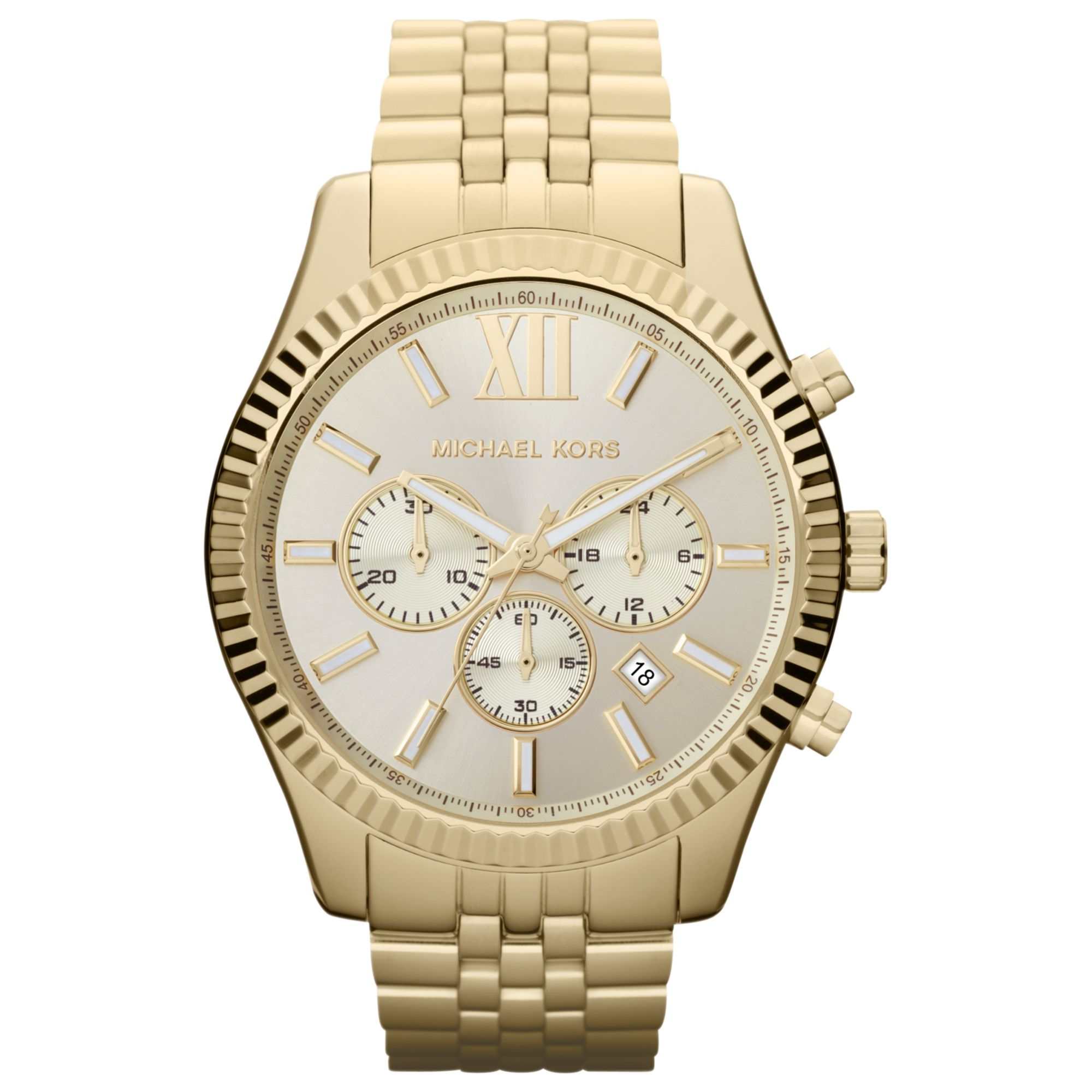 Michael Kors Mens Chronograph Lexington Gold Tone Stainless Steel