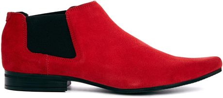 red suede chelsea boots
