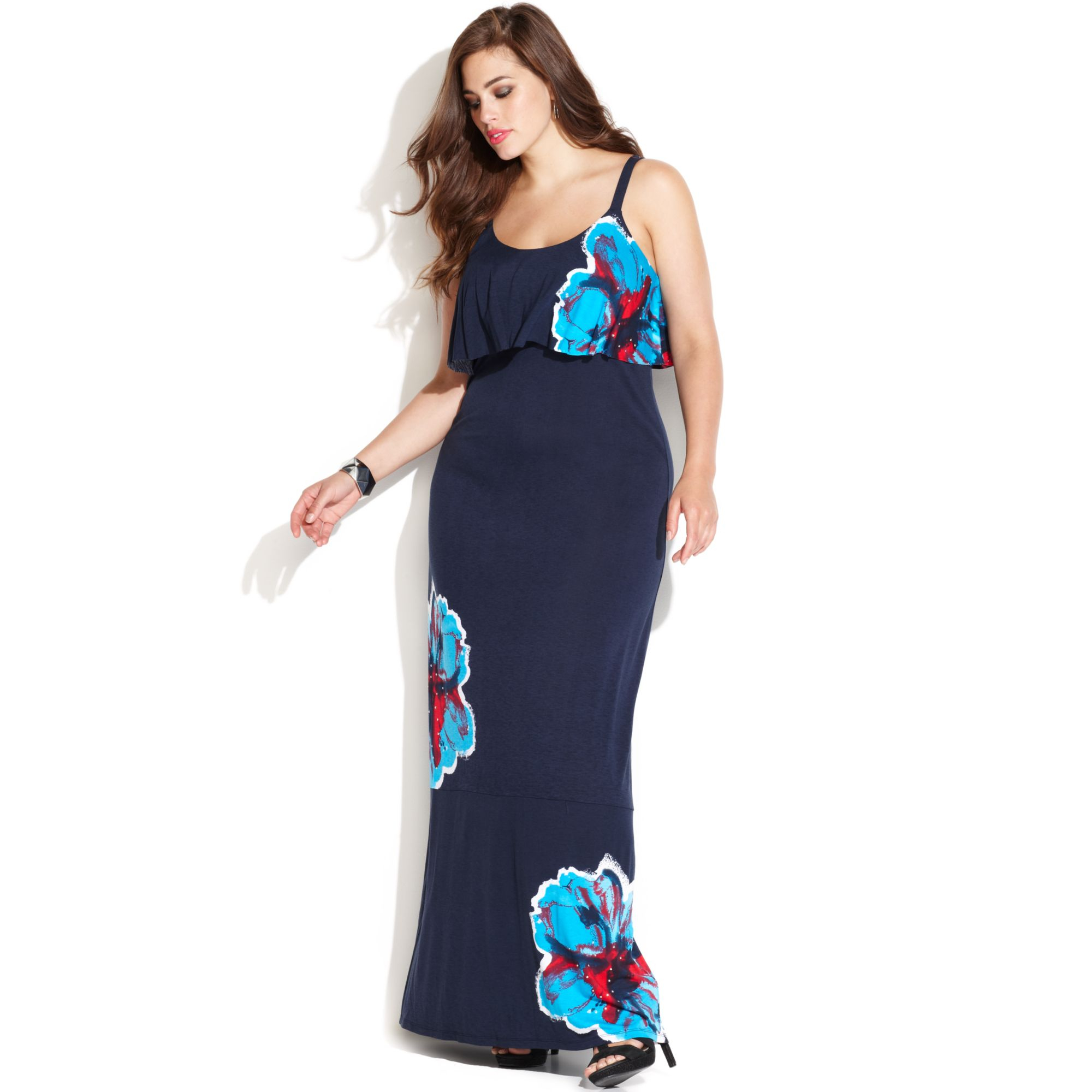 Inc International Concepts Plus Size Ruffled Floralprint Maxi Dress in ...