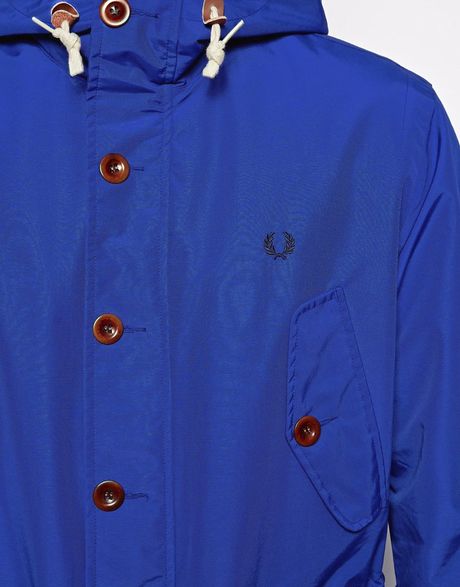 Fred Perry Parka Jacket in Blue for Men | Lyst