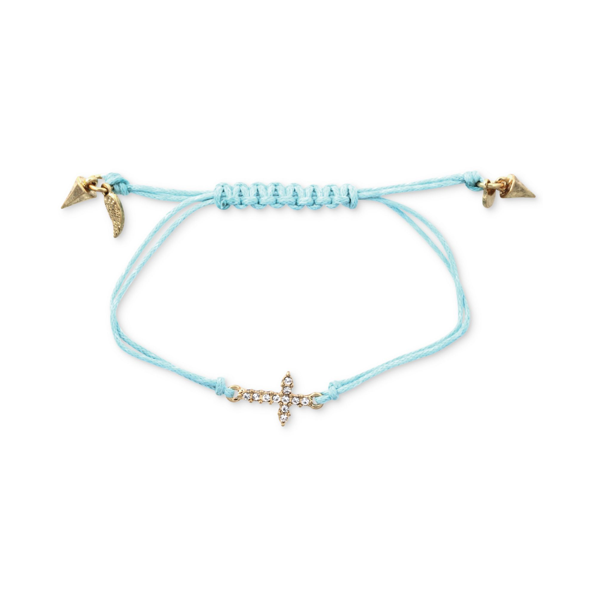 cross Blue Cross Light Cotton bracelet (gold Cord Charm charm Bracelet Blue blue in Adjustable