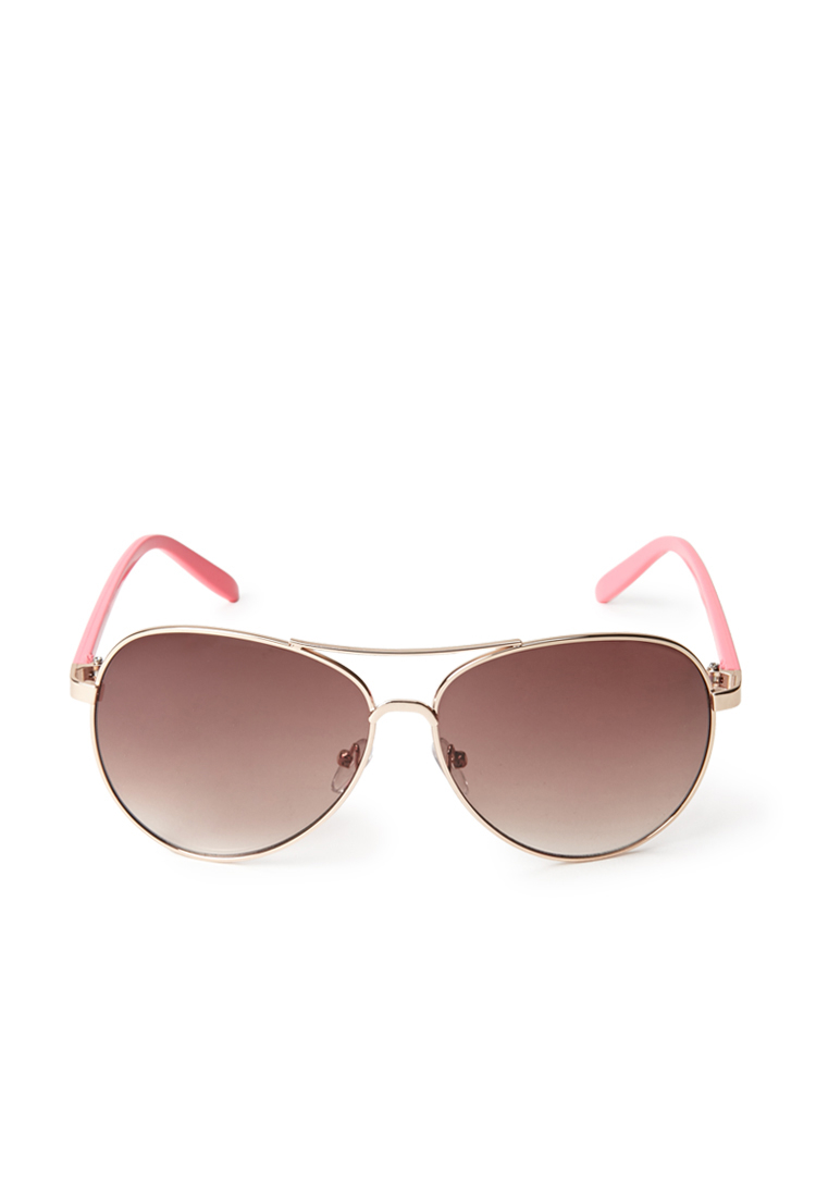 Forever 21 Aviator Sunglasses In Pink Hot Pinkgold Lyst 6357