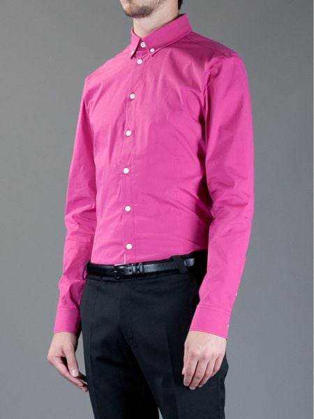 hot pink button down shirt mens