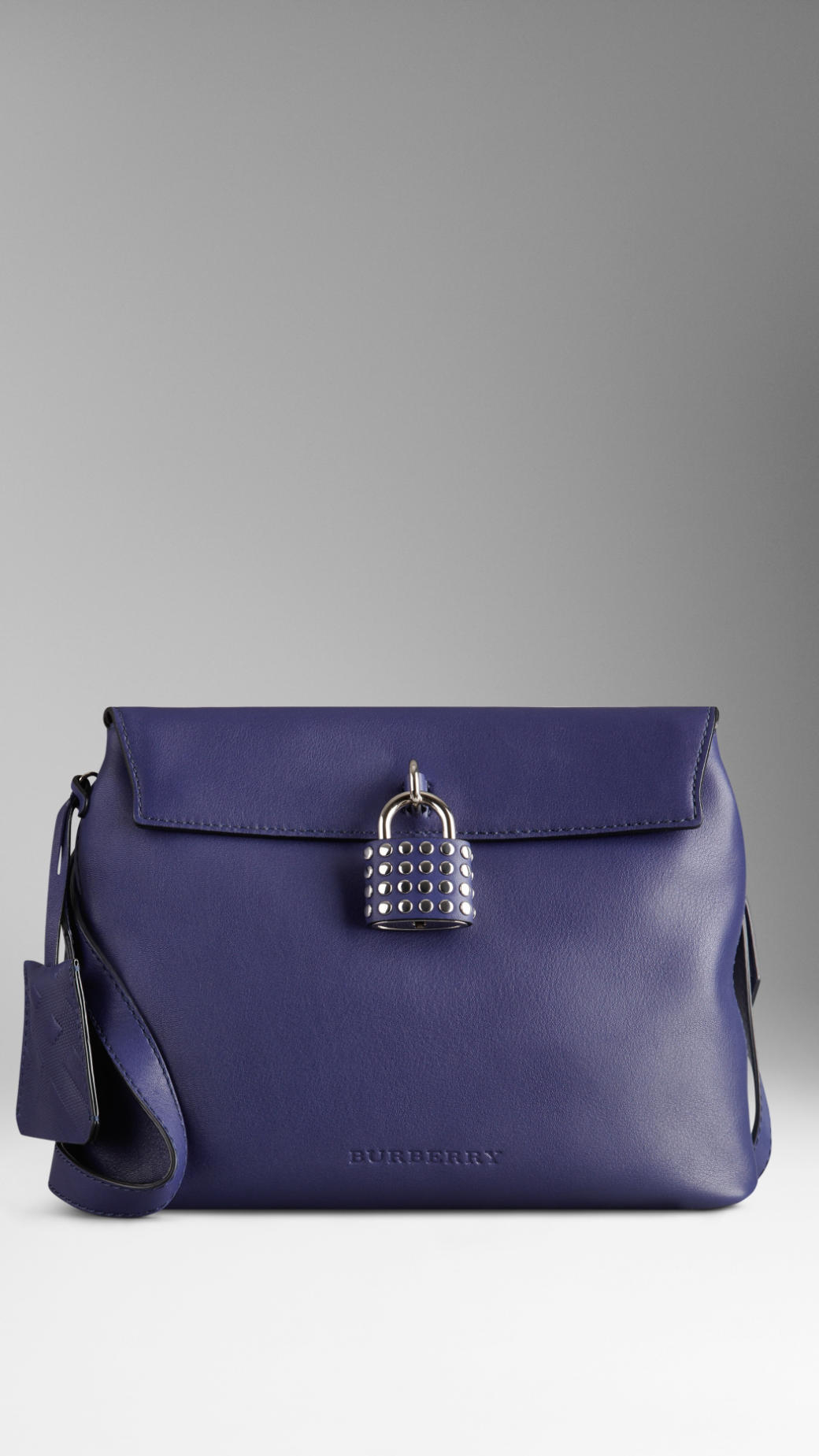 Burberry Small Studded Padlock Leather Crossbody Bag in Blue (lapis blue) | Lyst