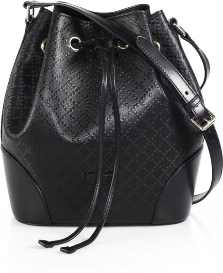 Gucci Bright Diamante Leather Bucket Bag in Black | Lyst