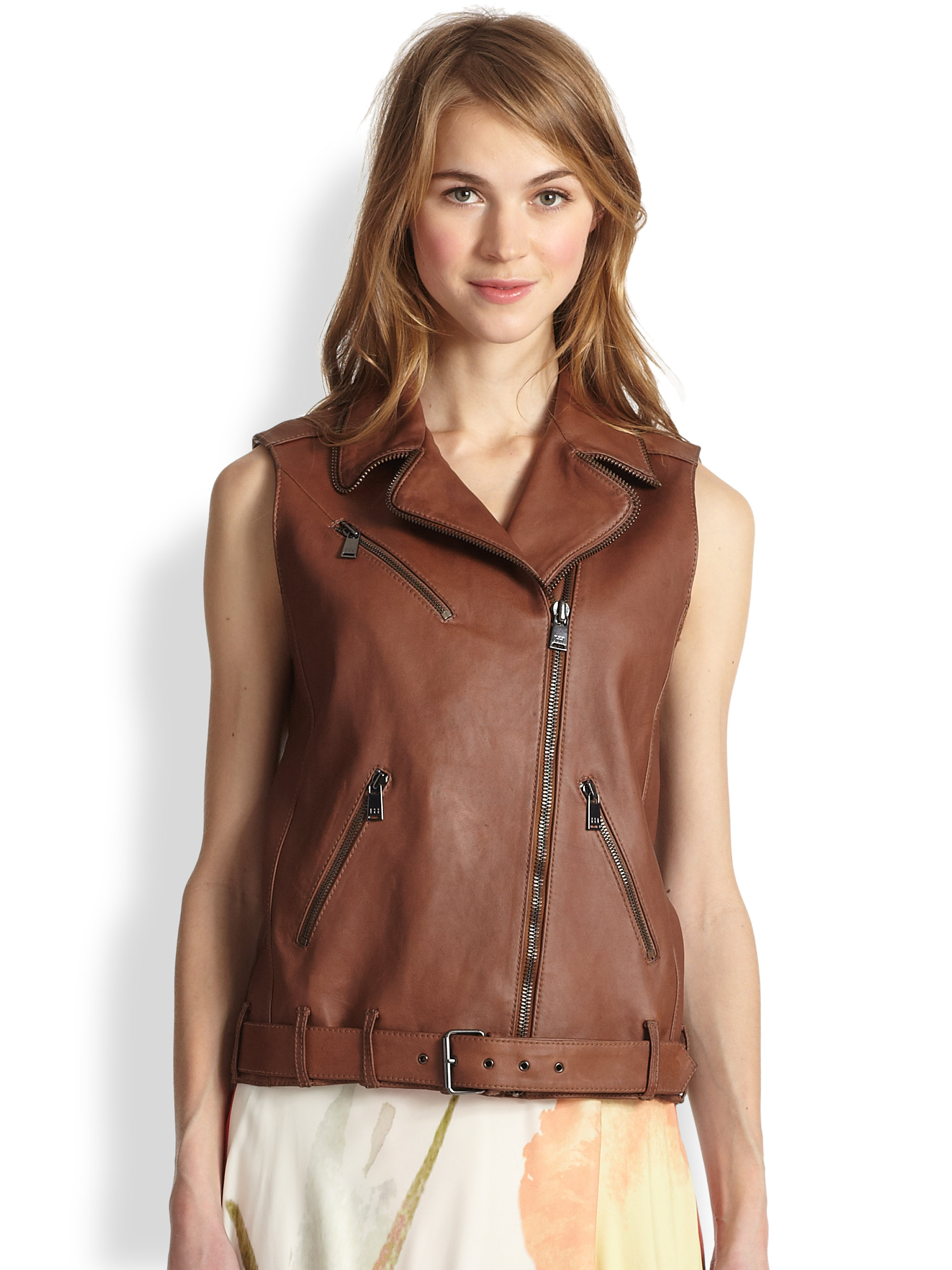 Haute Hippie Leather Vest In Brown Tawny Lyst