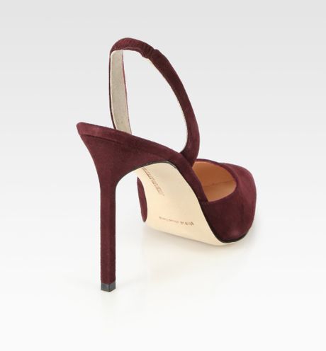 manolo blahnik carolyne suede slingback pumps