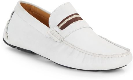 Saks Fifth Avenue Black Label Leather Venetian Shoes in White for Men (off white) | Lyst