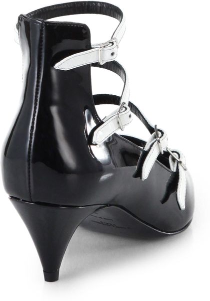 Saint Laurent Patent Leather Multistrap Mary Jane Pumps in Black (BLACK-WHITE) | Lyst