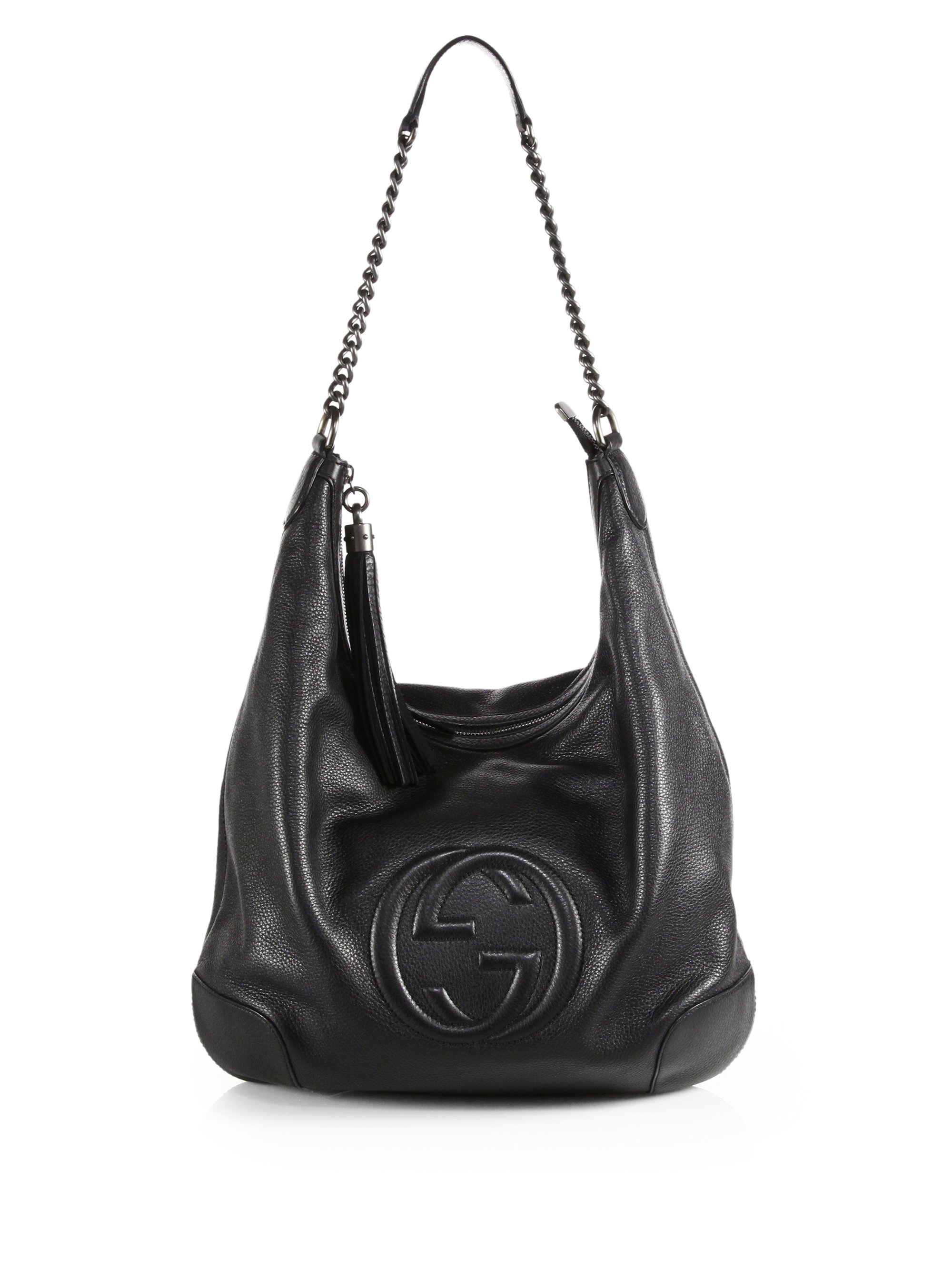 Gucci Soho Metallic Leather Chain Shoulder Bag in Black | Lyst