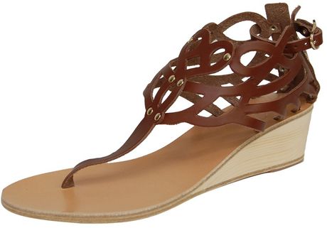 Ancient Greek Sandals Medea Wedge in Brown (cotto) | Lyst
