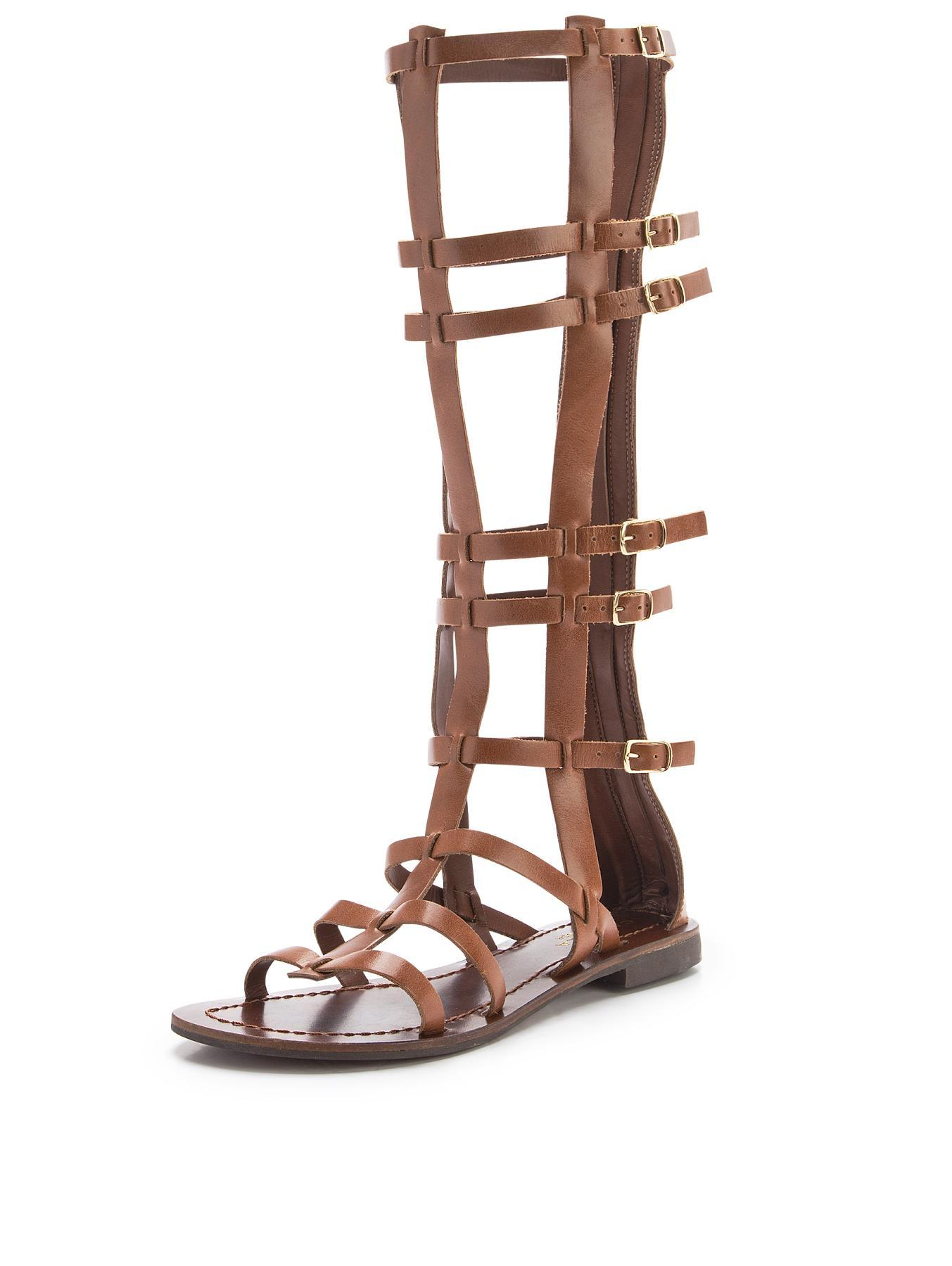 Carvela Kurt Geiger Knee High Gladiator Sandals in Brown (tan) | Lyst