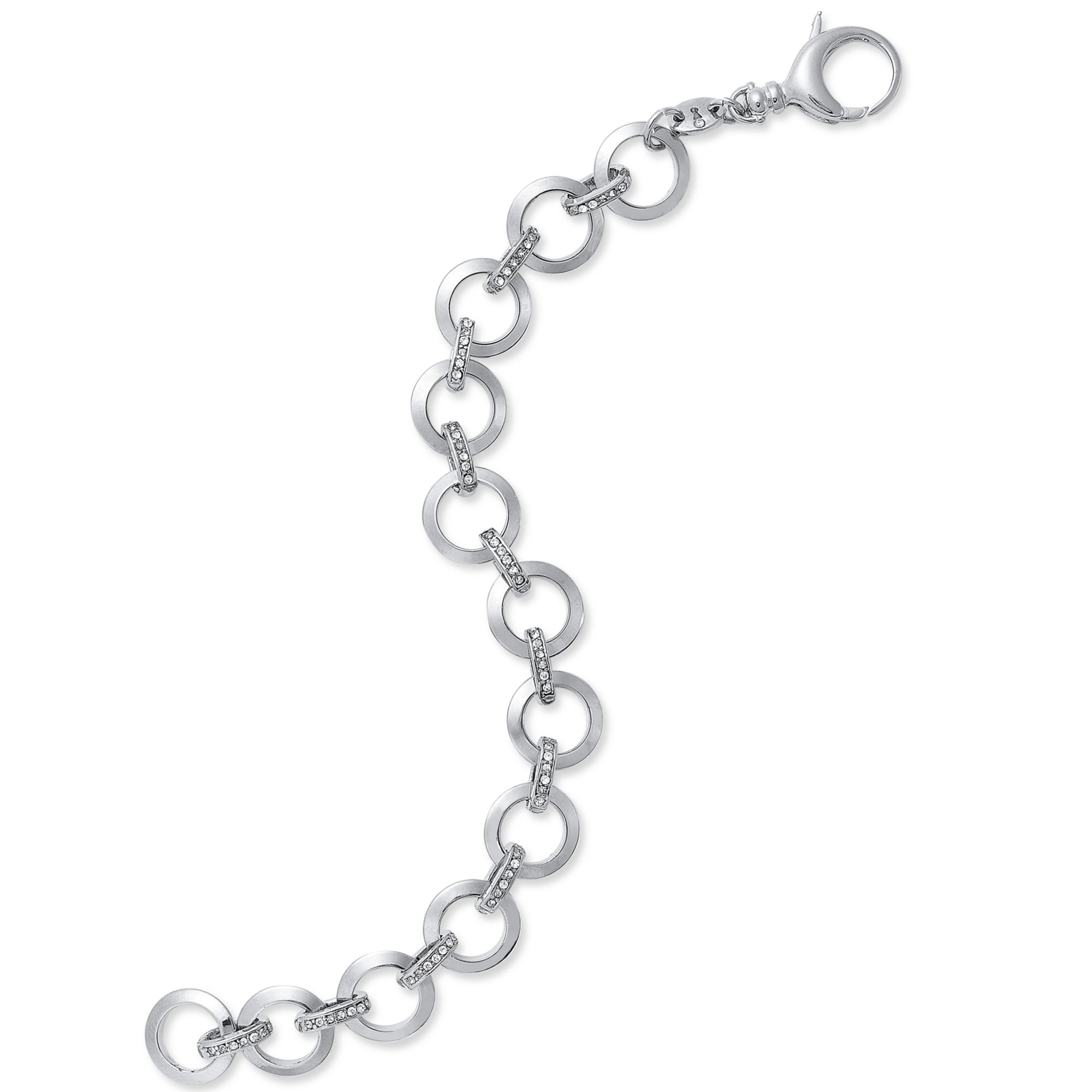 Fossil Silvertone Pave Link Charm Bracelet in Silver Lyst