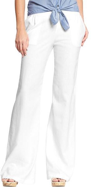 Old Navy Wideleg Linenblend Pants in White (Bright White)
