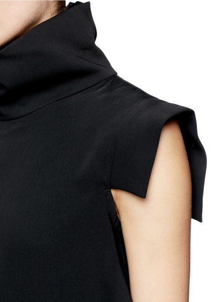 Ellery Turtleneck Crepe Swing Top in Black | Lyst