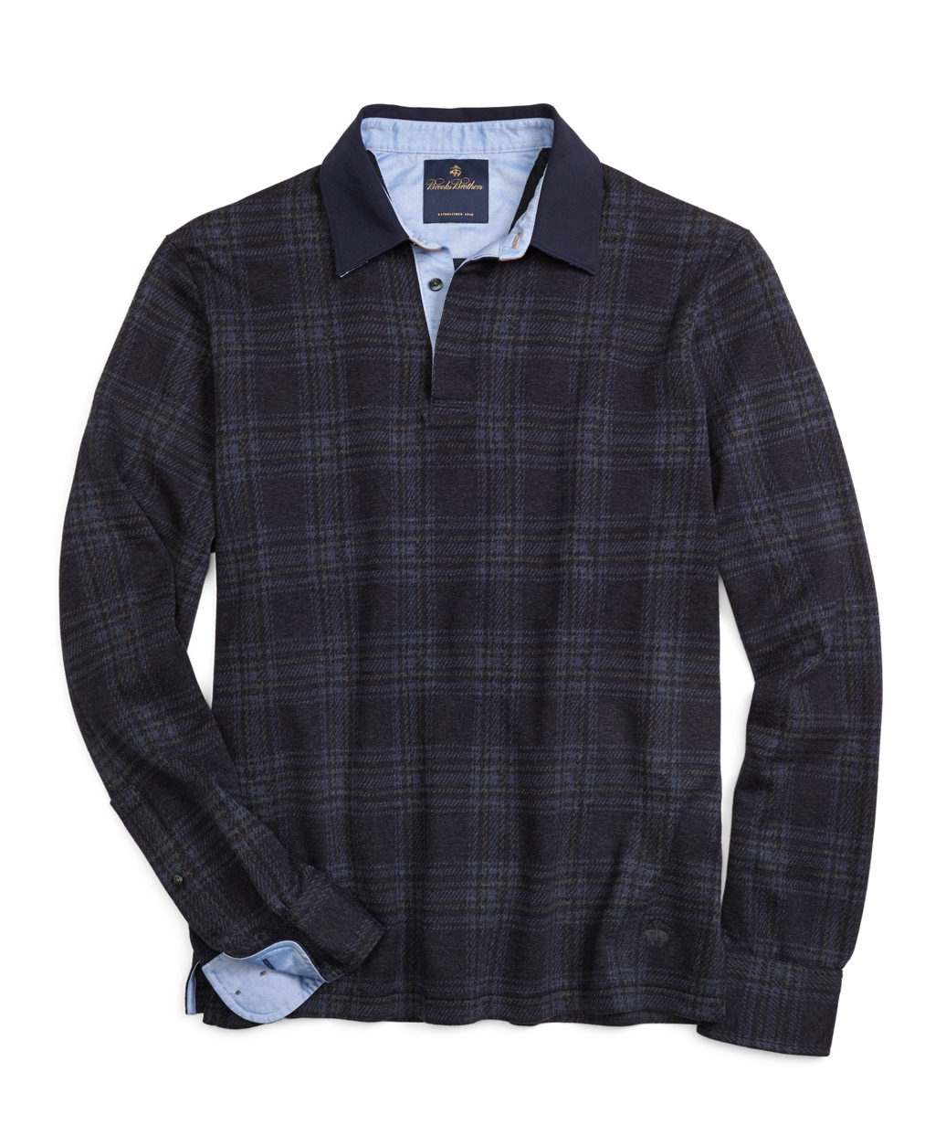 Brooks Brothers Plaid Rugby Shirt in Blue for Men (Navy Heather) Lyst