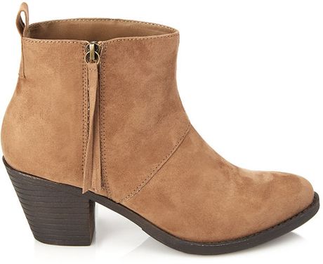Forever 21 Zippered Faux Suede Booties in Brown (Taupe)