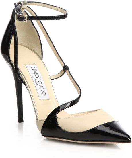 Jimmy Choo Mutya Strappy Two-Tone Leather Pumps in Black (BROWN-BLACK) | Lyst
