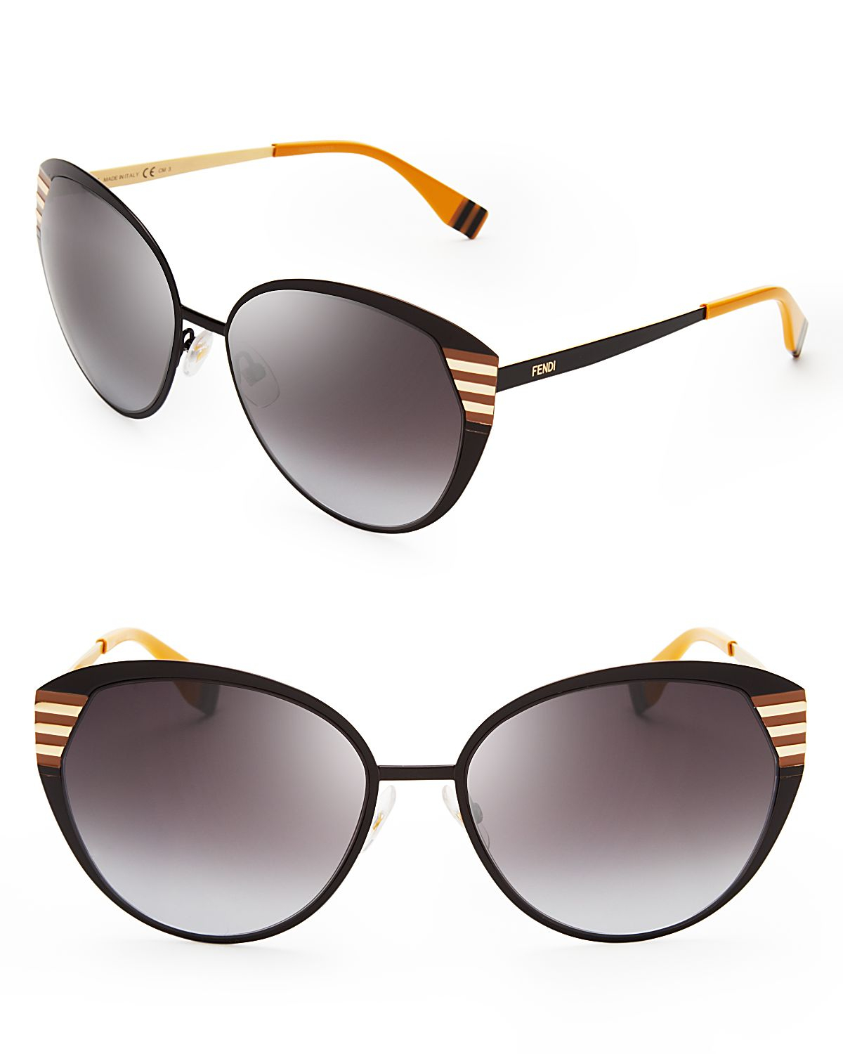 Fendi Metal Cat Eye Sunglasses In Black Shiny Black Lyst 